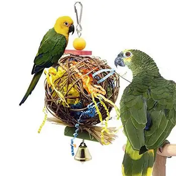 

2 PCS Bird Chewing Toys Foraging Shredder Toy Parrot Cage Shredder Toy Foraging Hanging Toy for Cockatiel