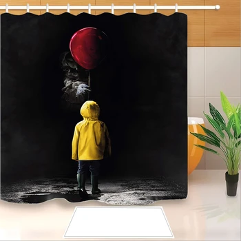 

Stephen King's It 3D Print Horror Movie Joker Shower Curtain Polyester Fabric Bathroom Curtain Waterproof Hook Bath Curtain 03