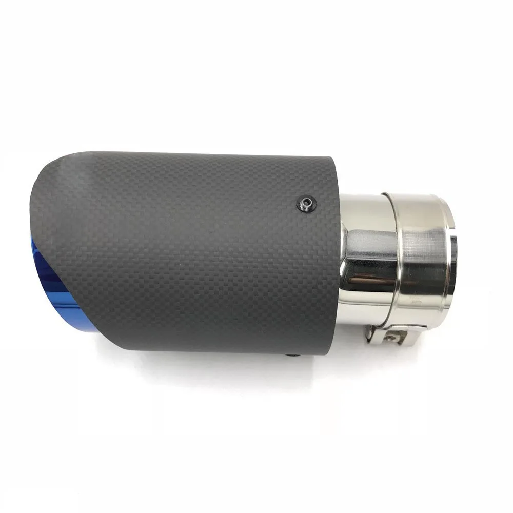 1Pcs Universal ak Exhaust Tip carbon fibre exhaust Tip+ Blue End exhaust muffler Pipe