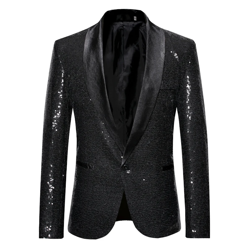 Casual suits European code men's casual nightclub sequin suit autumn new men's single button fashion sequins slim suit jacket Casual suits European code men's casual nightclub sequin suit autumn new men's single button fashion sequins slim suit jacket