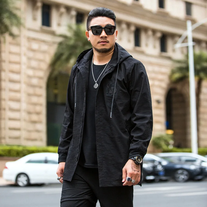 

Popular Brand Large Size Men'S Wear Spring New Style Fat Mid-length Trench Coat Plus-sized Hooded Coat Men's 1903628