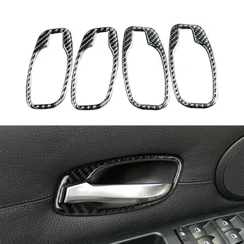

New Arrival High Quality 4pcs Fit For BMW 5 Series E60 2006-2010 Carbon Fiber Inner Door Handle Cover Trim