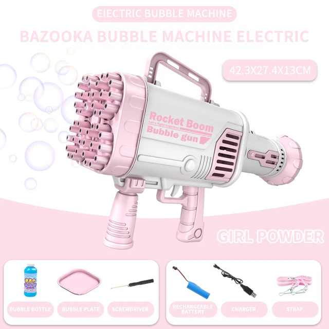 Kids Gatling Bubble Gun Toy 44-Hole Charging Electric Automatic Bubble Machine Summer Outdoor Soap Water Boy Girl Christmas Toys 6