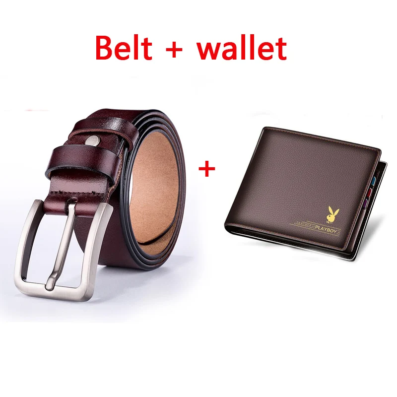 Correa de cuero de los hombres clasico pin hebilla de disevenno de moda vaqueros yourners de alta calidad decorativa cintu - Цвет: A wallet with belt