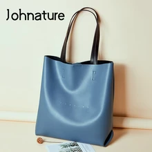 Johnature, модная женская сумка-мешок, новинка, высокое качество, натуральная кожа, сумки через плечо, Большая вместительная сумка для отдыха из воловьей кожи