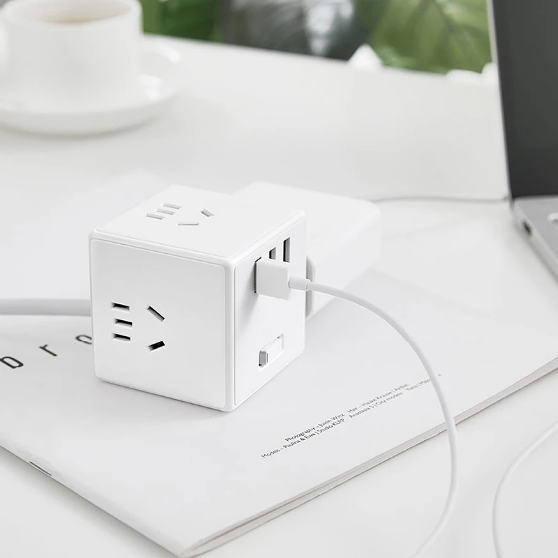 

Original Xiaomi Mijia Small Cube Shape Socket Power Wireless Converter Adapter Charger 3 USB Ports Fast Charging