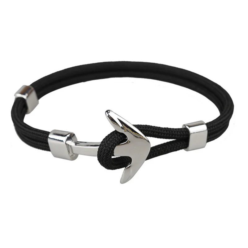 Punk Anchor Bracelet Men Handmade Charm Orange Survival Rope Chain Metal Sport Hooks Navy Bracelets Jewelry Gift