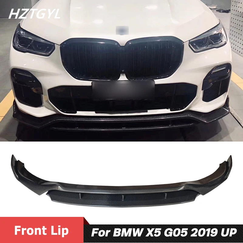 

2 PCS Carbon Fiber Material Front Bumper Lip Chin For BMW X5 G05 2019 Up
