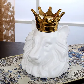 

New Ceramic Lions Storage Jar Organizer Canister Jewelry Container Bottle Box Case Animals Ornaments Home Decoration Gifts 19x24