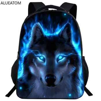 

lue Wolf School Backpack for Teenage Boys Girls Children School Bag Set Student Book Bags Mochila Escolar