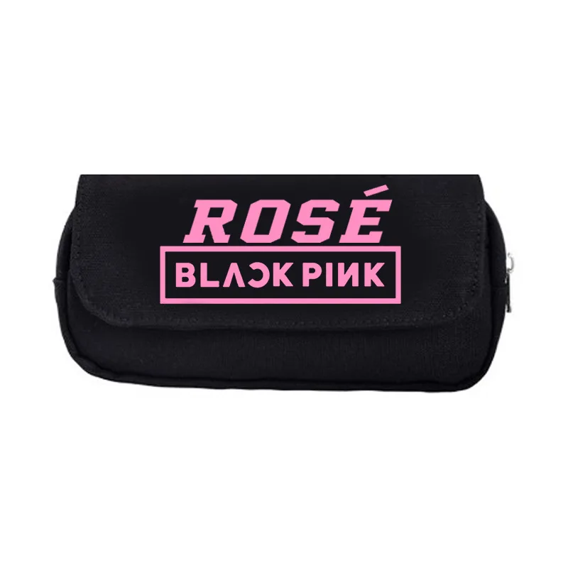 rose Kpop BLACKPINK двойной Слои мини макияжные пакеты пенал из парусины сумка для хранения школьных канцелярских принадлежностей - Цвет: rose