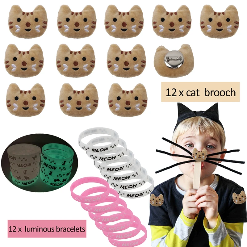 Мяу Кошка партия поддерживает поставки кошка ожерелье/браслет/брелок/заколки/татуировки/брошь/Подарочные сумки дети девочки Goodie Сумки на день рождения