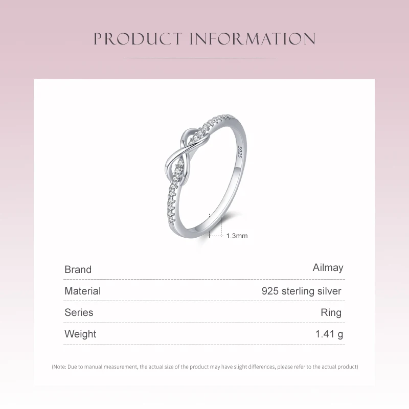 925 Sterling Silver Infinity Love Infinite CZ Rings Women Wedding Engagement Fine Female Jewelry