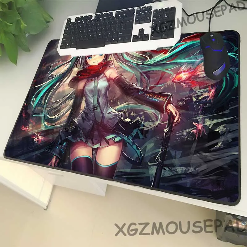 XGZ популярный аниме большой размер коврик для мыши черный замок край Miku компьютерный Настольный коврик милая девушка 900x400 мм резиновый материал нескользящий