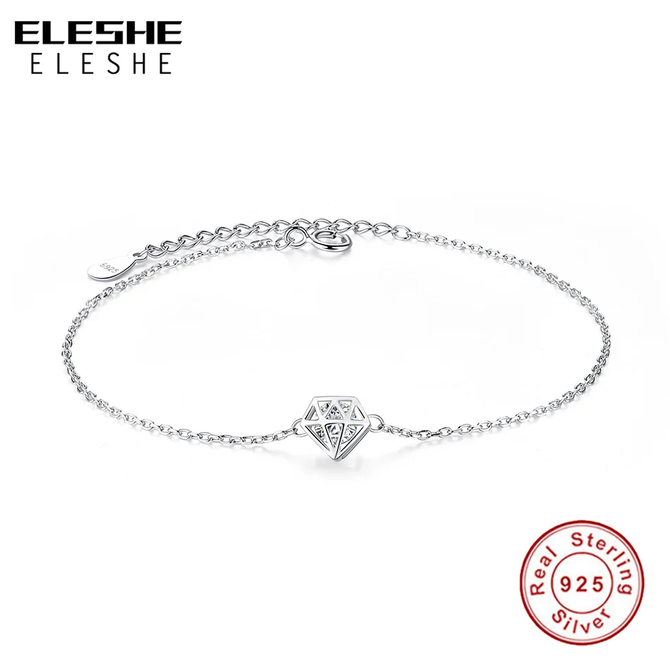 ELESHE, романтичный, полый, круглый вырез, прозрачный, кубический цирконий, браслет, 925 пробы, серебряный браслет для женщин, модное ювелирное изделие, подарок