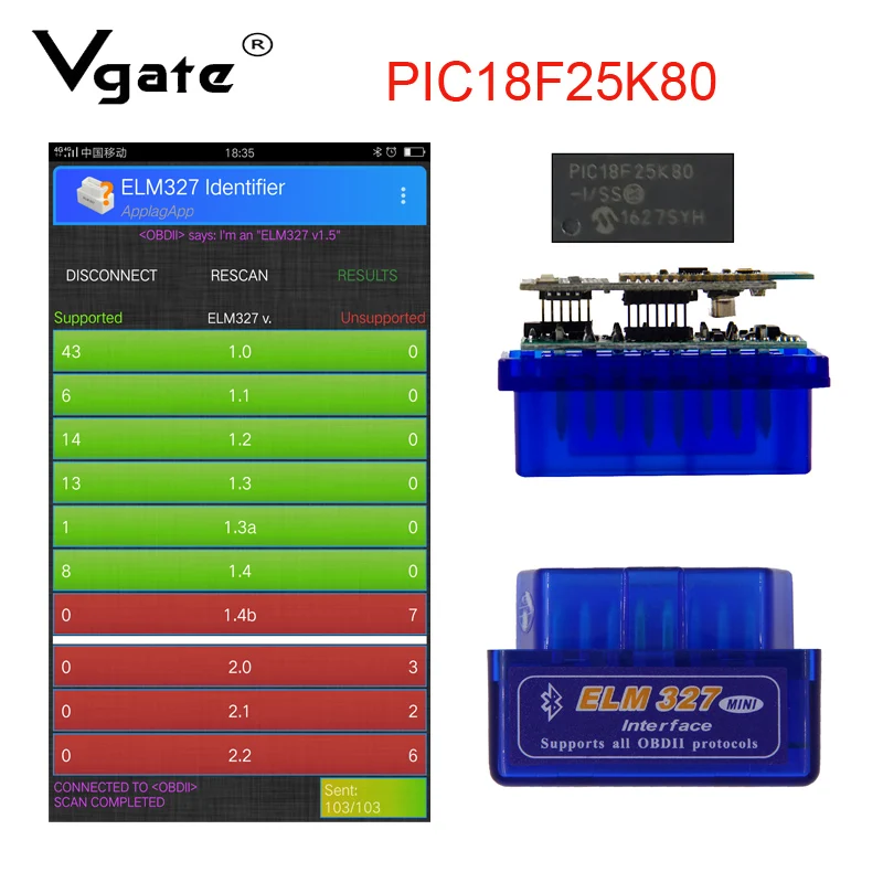 ELM327 V1.5 PIC18F25K80 Bluetooth OBD сканер диагностический инструмент Мини ELM 327 V1.5 OBD2 автомобильный считыватель кодов для Android/Symbian OBDII