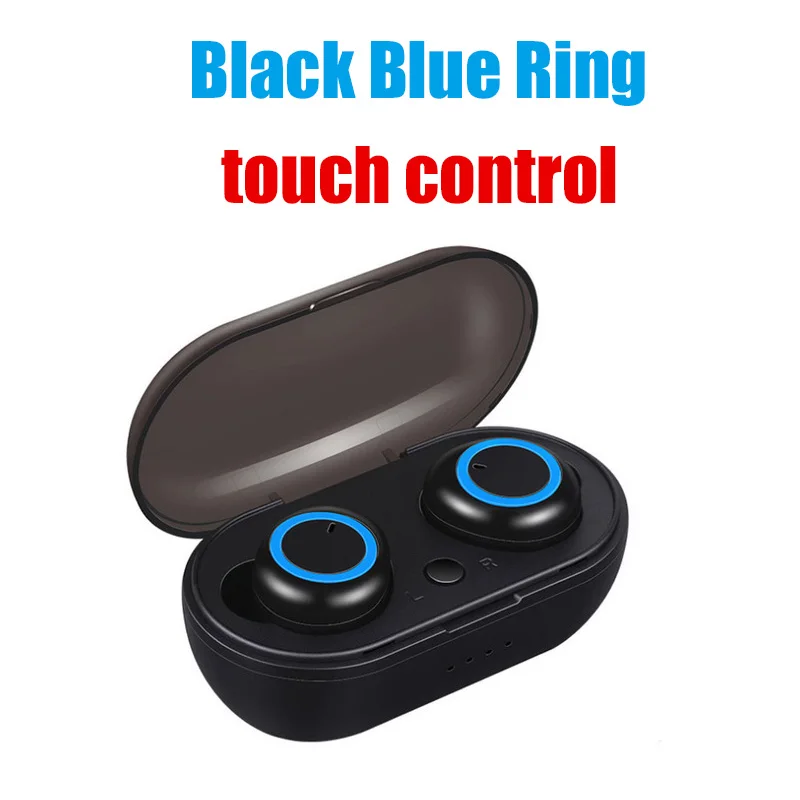 Black Blue Ring T Беспроводные Bluetooth наушники TWS 5,0 bass air наушники спортивные гарнитуры с микрофоном для iphone xiaomi dots PK T1 pro gt1 tws - Цвет: Black Blue Ring T