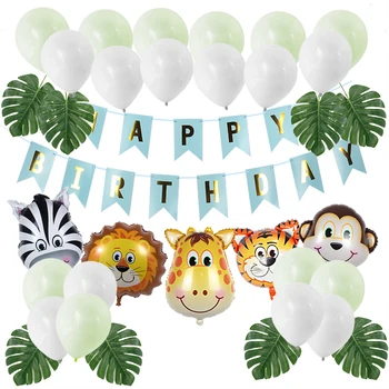 

34pcs Baby Shower Animal Balloons set Jungle Party Helium Baloons Birthday Party Decorations Kids Safari Animal Party Balloon