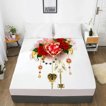 

3D Luxury Bed Mattress Fitted Cover Fitted Sheet Purple Bed Linens Sheets Bedsheet Gold 96x187 Custom Design Bedding Sheets