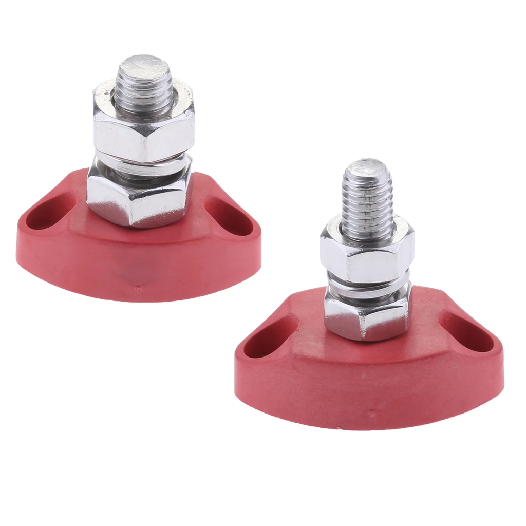 2 Pieces Junction Block Power Post Set Insulated Terminal Single Stud 6mm&8mm