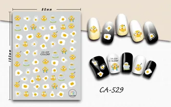 

3D Nail Sticker Poached Egg Cartoon Nail Art Decorations Manicure Stickers Decals Slider Nails Foil Decoraciones Accessories