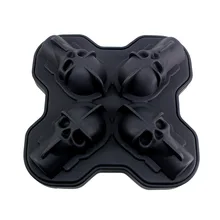 4 полости череп Форма 3D форма для льда чайник Бар вечерние Силиконовые Формочки кухонная формочка для шоколада инструмент JS22