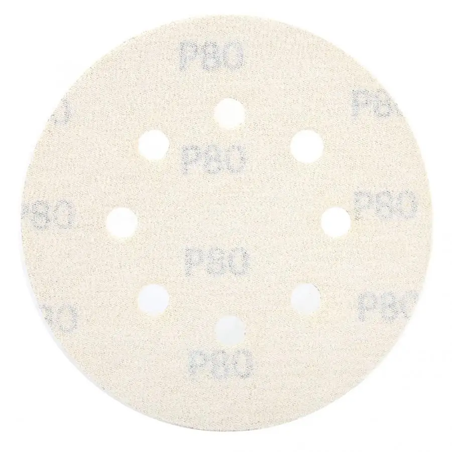 100pcs 5" 80 Grit 8-Hole Sanding Disc Sander Hook and Loop Round Sandpaper Parts Abrasives Tools Accessories