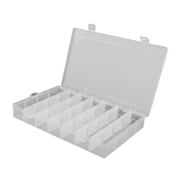 

28-Grid Plastic Adjustable Jewelry Organizer Box Storage Container Case with Removable Dividers (Transparent)