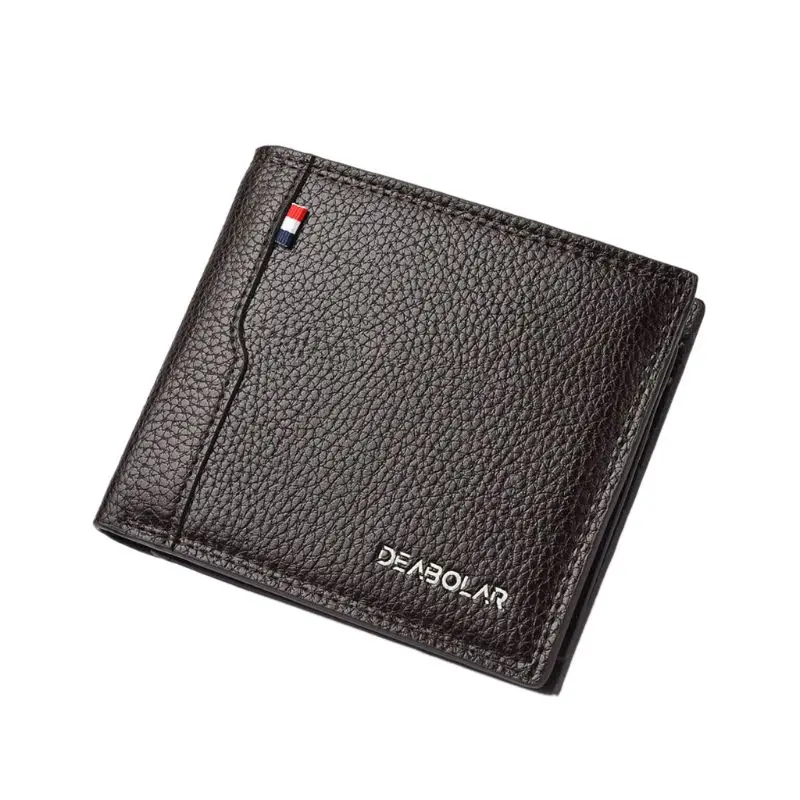 Мужской короткий кошелек из искусственной кожи, держатель для кредитных карт, водительская лицензия, клатч, двойной карман, кошелек F42A - Цвет: 3TT701899-CF1