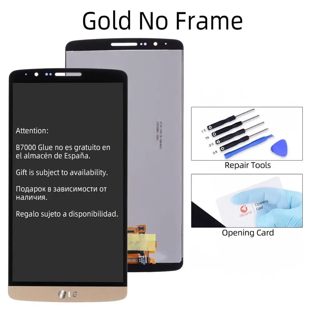 Дисплей для LG Optimus G3 LCD в сборе с тачскрином на рамке Черное Белое Золото D850 D851 D855 - Цвет: No Frame Golden