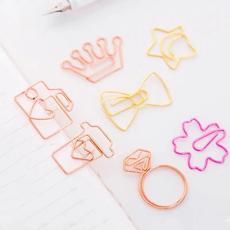 

Cute Cartoon Bookmark Rose Gold Paperclip Simple Metal Modeling Creative Student Bookmarks School Supplies Book Accessories