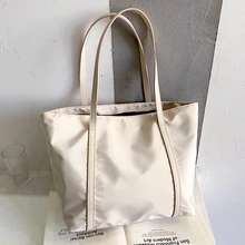 

Women's Tote Bag Oxford Shoulder Bag 2021 Girl Shopper Purse Fashion Casual Solid Color Large Capacity Minimalist Style Handbag