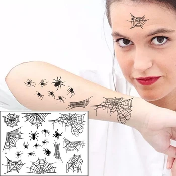 

Waterproof Temporary Tattoo Sticker Small Animal Spider Net Element Face Art Pattern Design Flash Tatoo Fake Tatto for Men Women