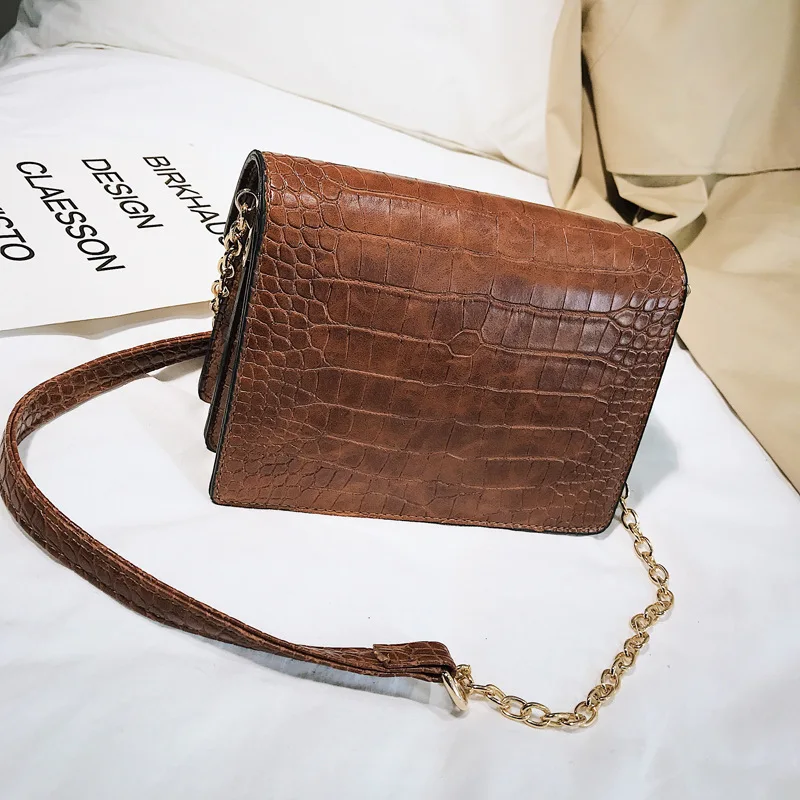 

Stone Pattern Stereo Square Sling Bag Lock Simple Shoulder WOMEN'S Bag
