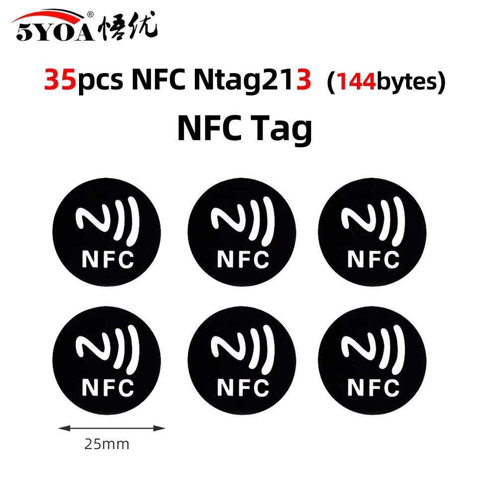 electric mortise lock 80/35/25/18pcs NFC Label 25mm NFC Stickers Protocol 13.56MHz ISO14443A Universal RFID Tags NFC Phones NFC Tag Badges linear access control keypads