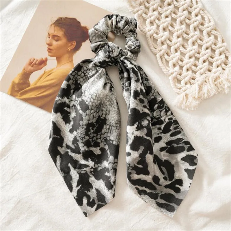 Женский шарф для волос с леопардовым принтом, эластичная лента для волос в богемном стиле, бант для волос, резиновые веревки, аксессуары для волос для девочек