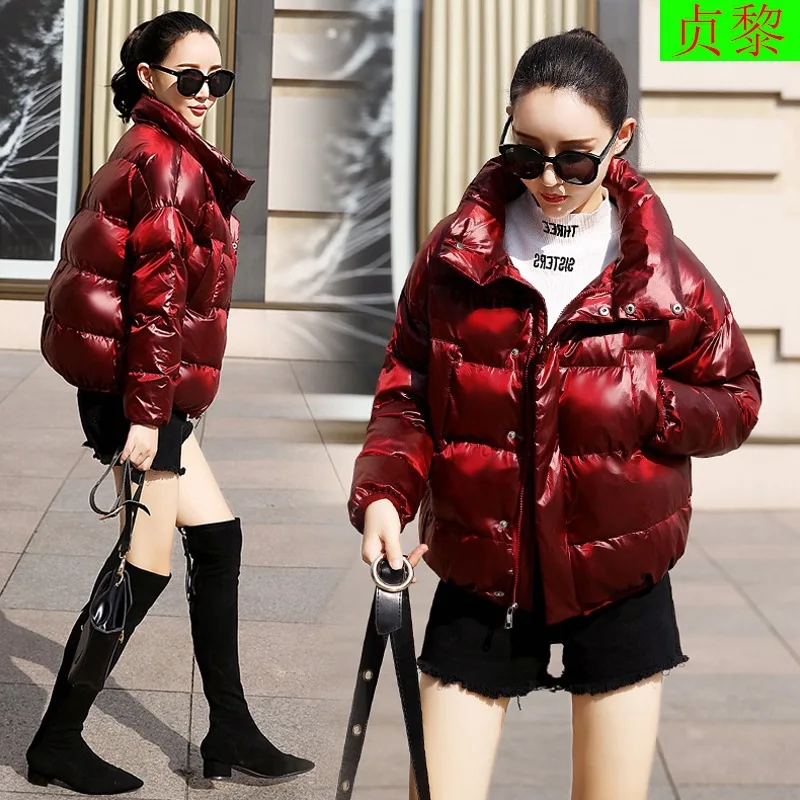 

Cotton-padded Clothes Women's Thick Short 2018 New Style Korean-style Loose Fashion down Coat Solid Color Stand Collar down Jack