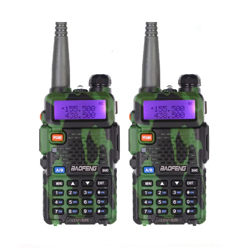 UV-5R-Camo-2pcs 2 шт BaoFeng UV-5R рация 5 Вт двухдиапазонный 136-174 МГц/400-520 МГц UV5R 128CH VOX фонарик fm-приемопередатчик для радиолюбителей - Цвет: UV-5R-Camo-2pcs