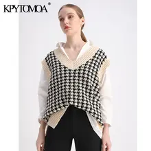 Ladyful Women Solid Classic V Neck Sweater Vest Sleeveless Knit Pullover Top