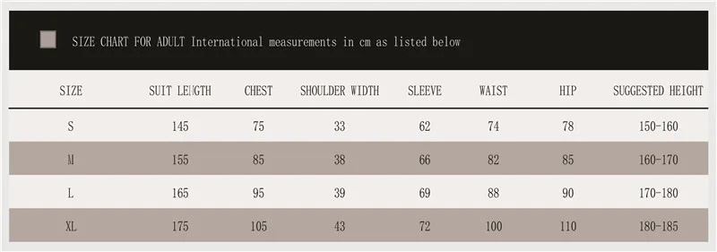 Size Chart For Adult