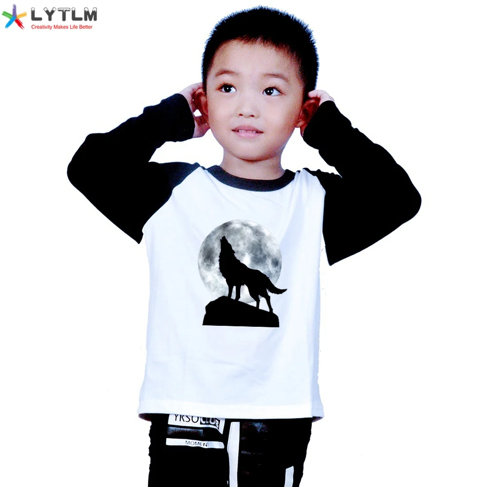 LYTLM/белая футболка с изображением волка для девочек футболки для маленьких мальчиков, топы для девочек-подростков, Размер 14, Moletom Feminino Inverno, летняя одежда для маленьких мальчиков