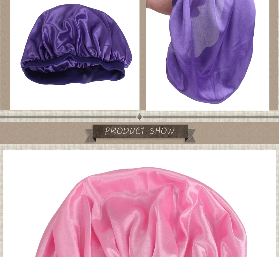 22 см диаметр широкий диапазон дети сатин капот душ шапочка для сна для ребенка 6 цветов доступны 10 шт./партия