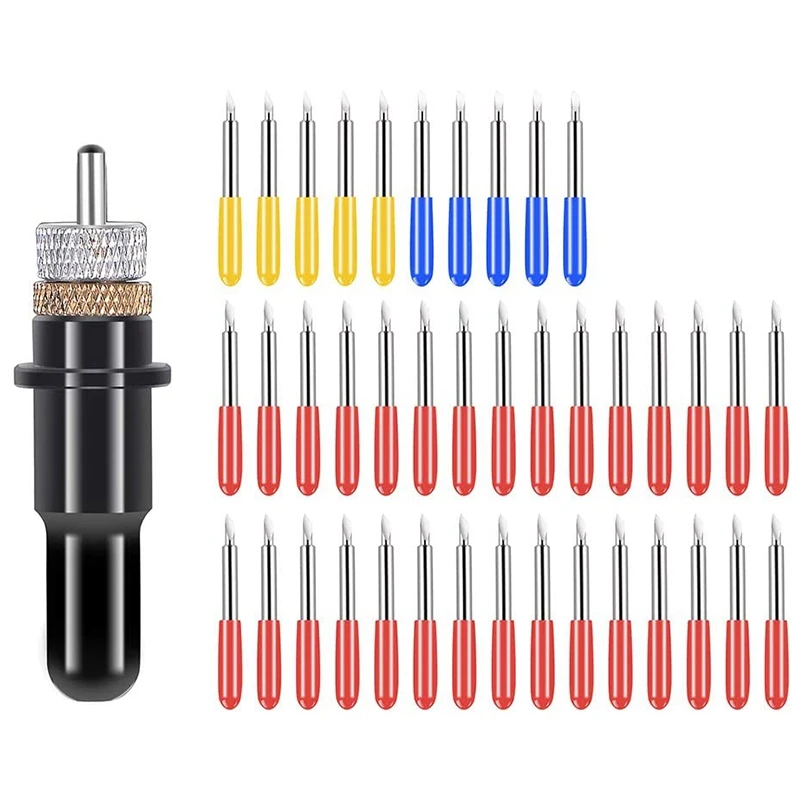 

40Pcs Tungsten Steel Vinyl Cutter Blades Lettering Blade 30/45/60 Degree for Roland Cutting Plotter with 1 Knife Block
