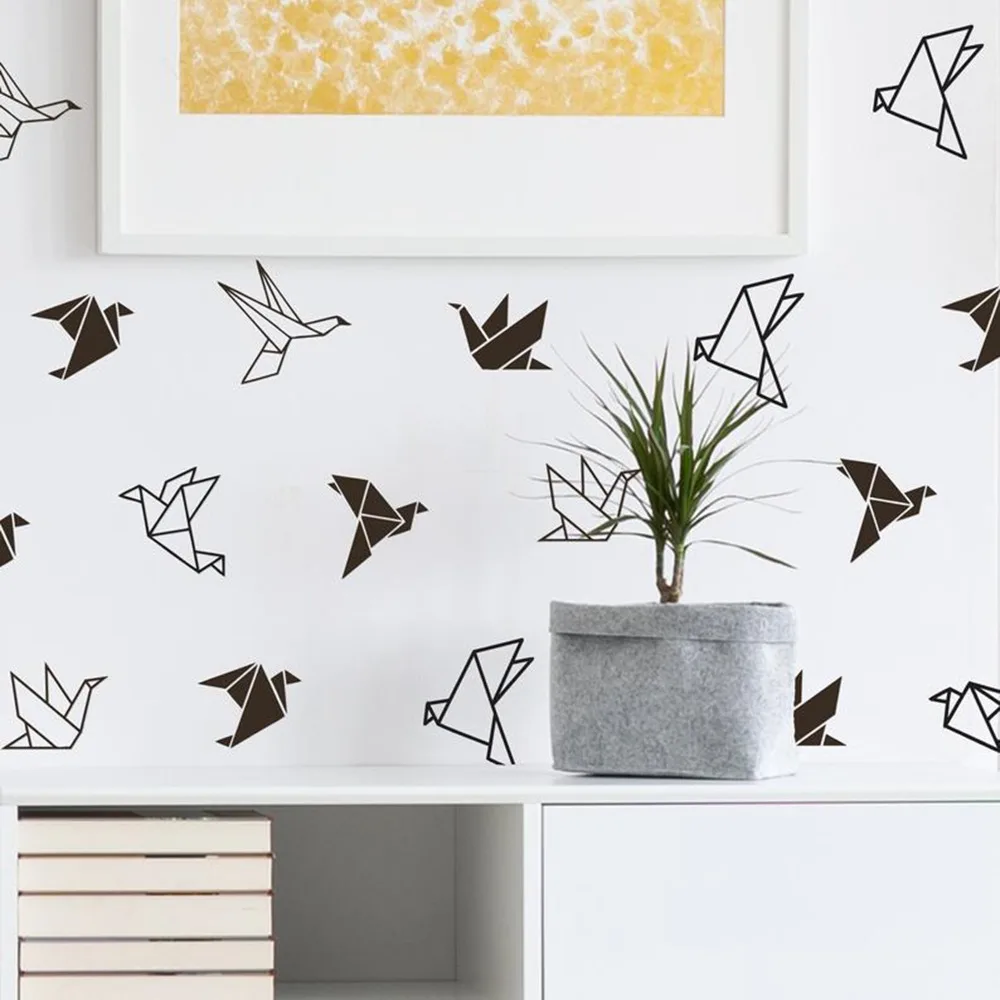 Geometric Origami Birds Wall Sticker Baby Nursery Office Origami Geometric Bird Animal Wall Decal Bedroom Vinyl Home Decor (1)