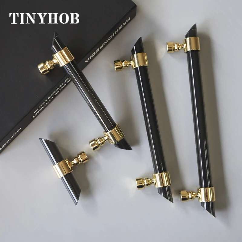 Черные акриловые ручки и прозрачный ящик T тянет кухонный шкаф/шкаф косой кромки