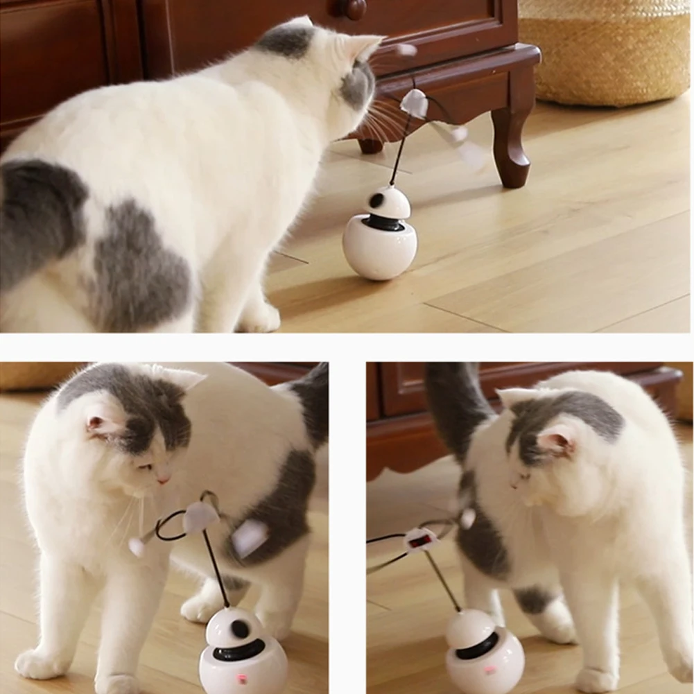 Electric Cat Interactive Rotating Toy 3 In 1 Multi Function Rotating Ball Tumbler Game Play With Chase Light For Cats