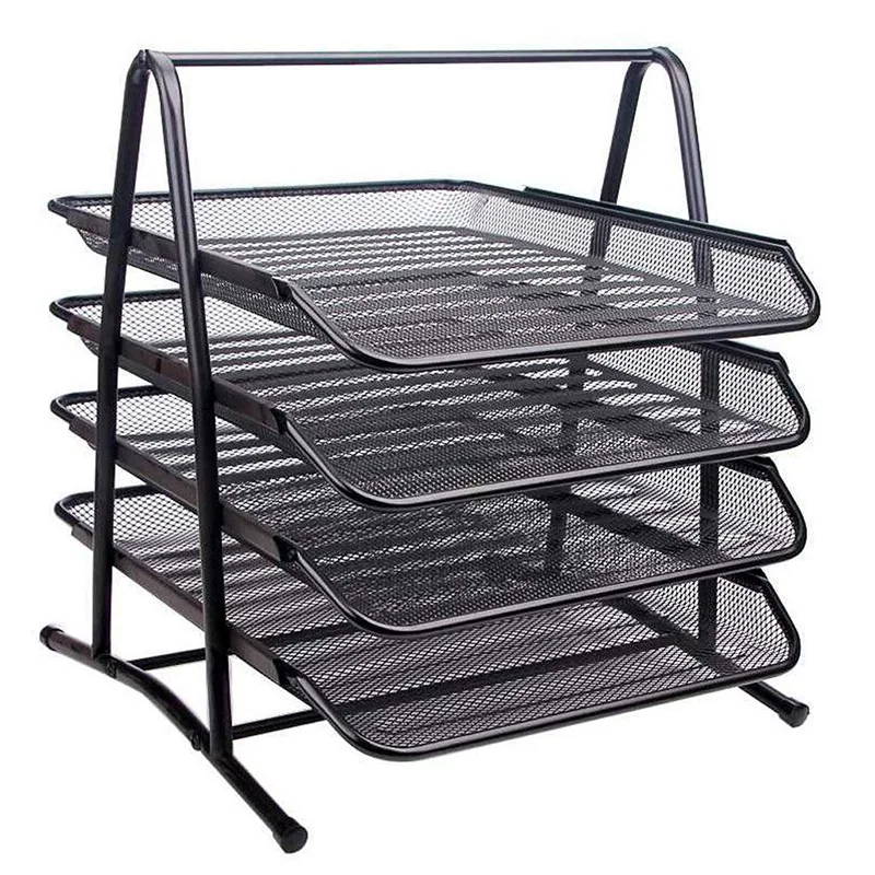 

Manufacturers Direct Selling High Quality Four Layer File Disk Metal Iron Wire Mesh File Holder Information Storage Basket Infor