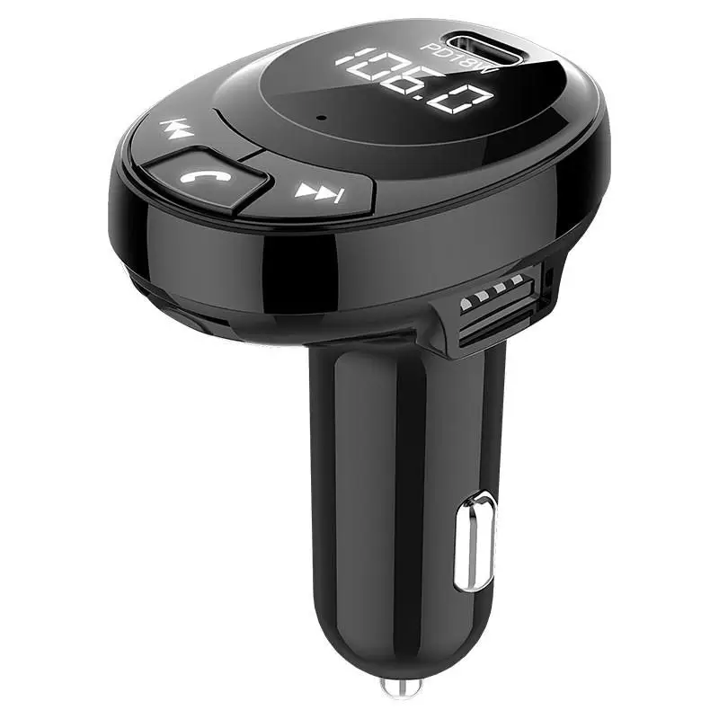 Bluetooth 5,0 fm-передатчик, автомобильное радио, fm-модулятор, аудио mp3-плеер с 3 режимами воспроизведения, двойной usb type-c, автомобильное зарядное устройство, свободные руки - Название цвета: Черный