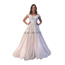 Платья для выпускного вечера с открытыми плечами с аппликацией официальное платье из тюли на молнии сзади ТРАПЕЦИЕВИДНОЕ платье для выпускного вечера vestido de festa Gala