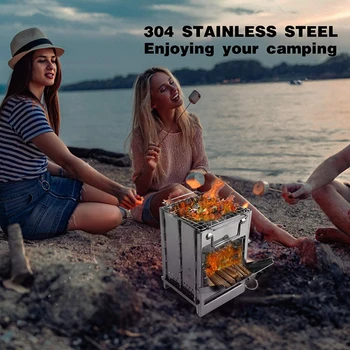 

Folding Stainless Steel Stove Portable Outdoor Camping Wood Burning Stove Barbecue Grill Picnic BBQ Carbon Oven BBQ Accessories